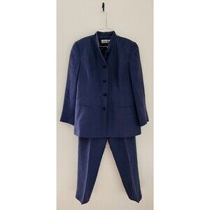 Vintage Women’s 90’s Periwinkle Lilli Ann 100 % Silk 2 Piece Pant Suit Sz Sm